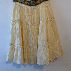 Elegant Cream Skirt with Embroidered Waistband
